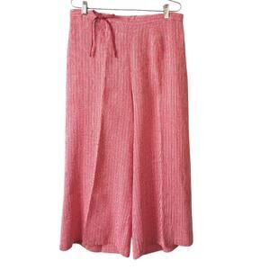 FLAX Women Red Linen Wide Leg Pant M L Beach Coastal Lagenlook Modern Casual NEW